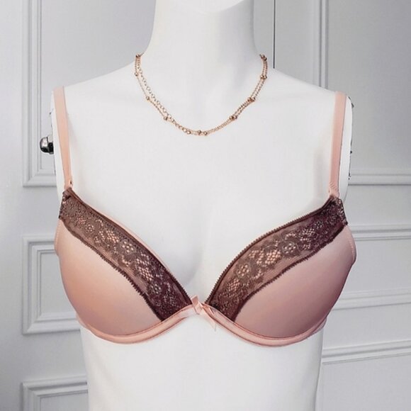 New- AERIE Peach with Taupe "EMMA" Bra- Padded- 34A - Picture 1 of 11